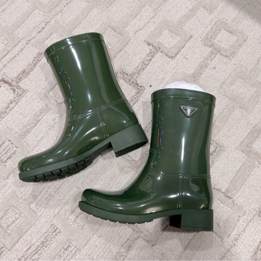 NIB Authentic Prada Sports Rubber Winter Snow Boots Olive 36 - Picture 3 of 9